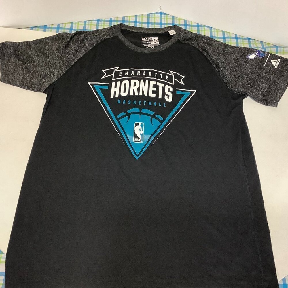 Adidas Charlotte Hornets Basketball Ultimate Tee Climalite T-Shirt Size XL Black